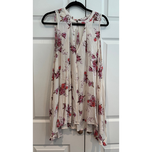 Free People Tree Swing Tunic Dress Cream Floral Boho Oversized Small - Picture 2 of 8